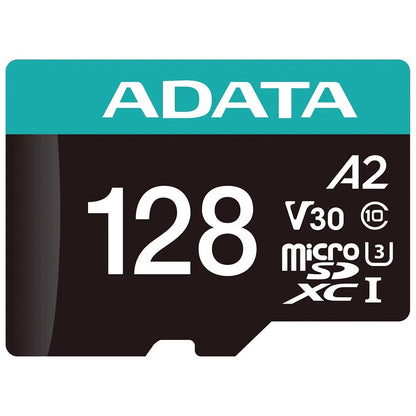 Scheda di Memoria microSDXC Adata Premier Pro, 128GB, Classe 10 / UHS-1 U3, Con Adattatore AUSDX128GUI3V30SA2-RA1