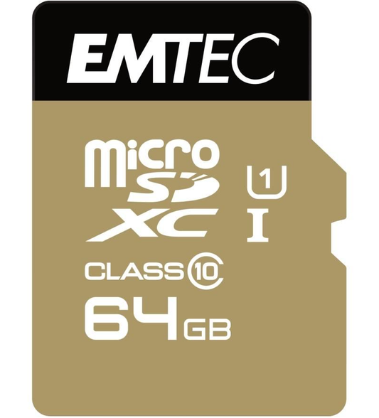 Carte Mémoire microSDXC Emtec Speedin Pro Android A1, 64Go, Classe 10 / UHS-1 U3, Avec Adaptateur ECMSDM64GXC