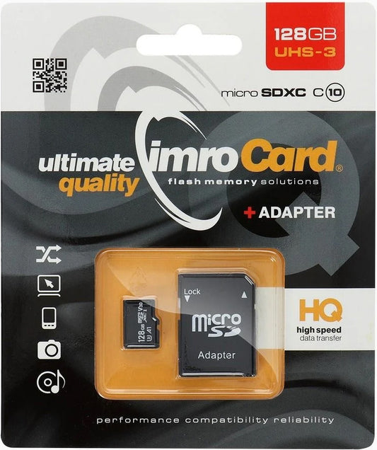 Speicherkarte microSDXC Imro, 128Gb, Klasse 10 / UHS-1 U3, mit Adapter