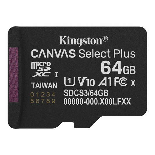 Scheda di Memoria microSDXC Kingston Canvas Select Plus Android A1, 64Gb, Classe 10 / UHS-1 U1 SDCS3/64GBSP