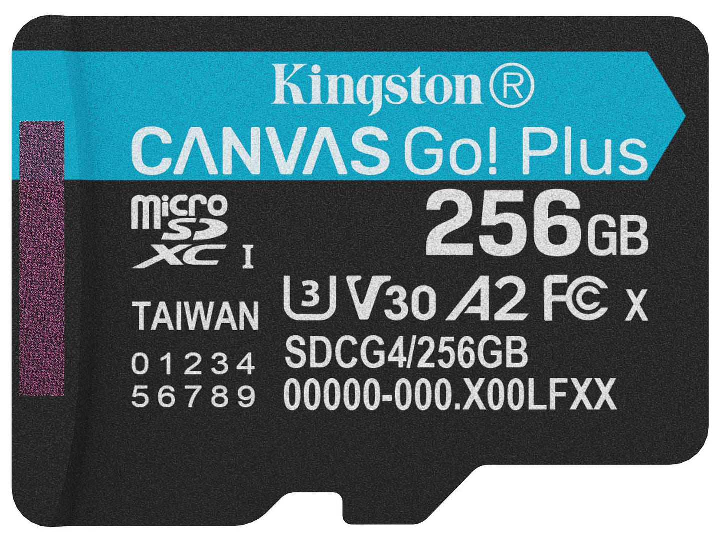 Carte mémoire microSDXC Kingston Canvas Go Plus Android A2, 256Gb, Classe 10 / UHS-1 U3 SDCG4/256GBSP