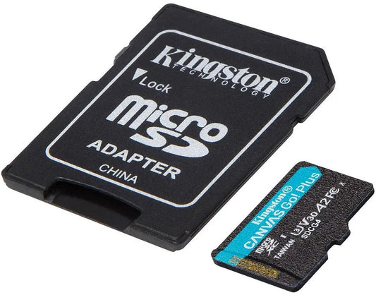 Scheda di Memoria microSDXC Kingston Canvas Go Plus Android A2, 64Gb, Classe 10 / UHS-1 U3, Con Adattatore SDCG4/64GB