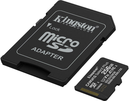 Kingston Canvas Select Plus Android A1 microSDXC Speicherkarte, 256Gb, Klasse 10 / UHS-1 U1, mit Adapter SDCS3/256GB