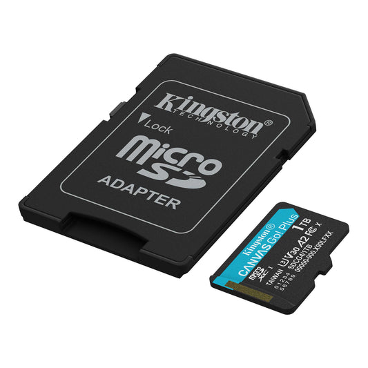 Scheda di Memoria microSDXC Kingston Canvas Go Plus Android A2, 1TB, Classe 10 / UHS-1 U3, Con Adattatore ‎SDCG4/1TB