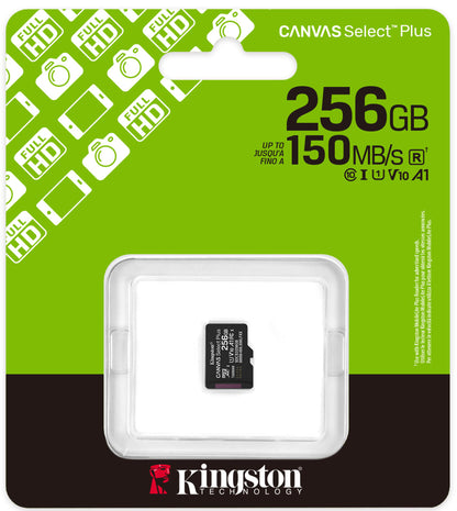 Scheda di Memoria microSDXC Kingston Canvas Select Plus Android A1, 256Gb, Classe 10 / UHS-1 U1 SDCS3/256GBSP