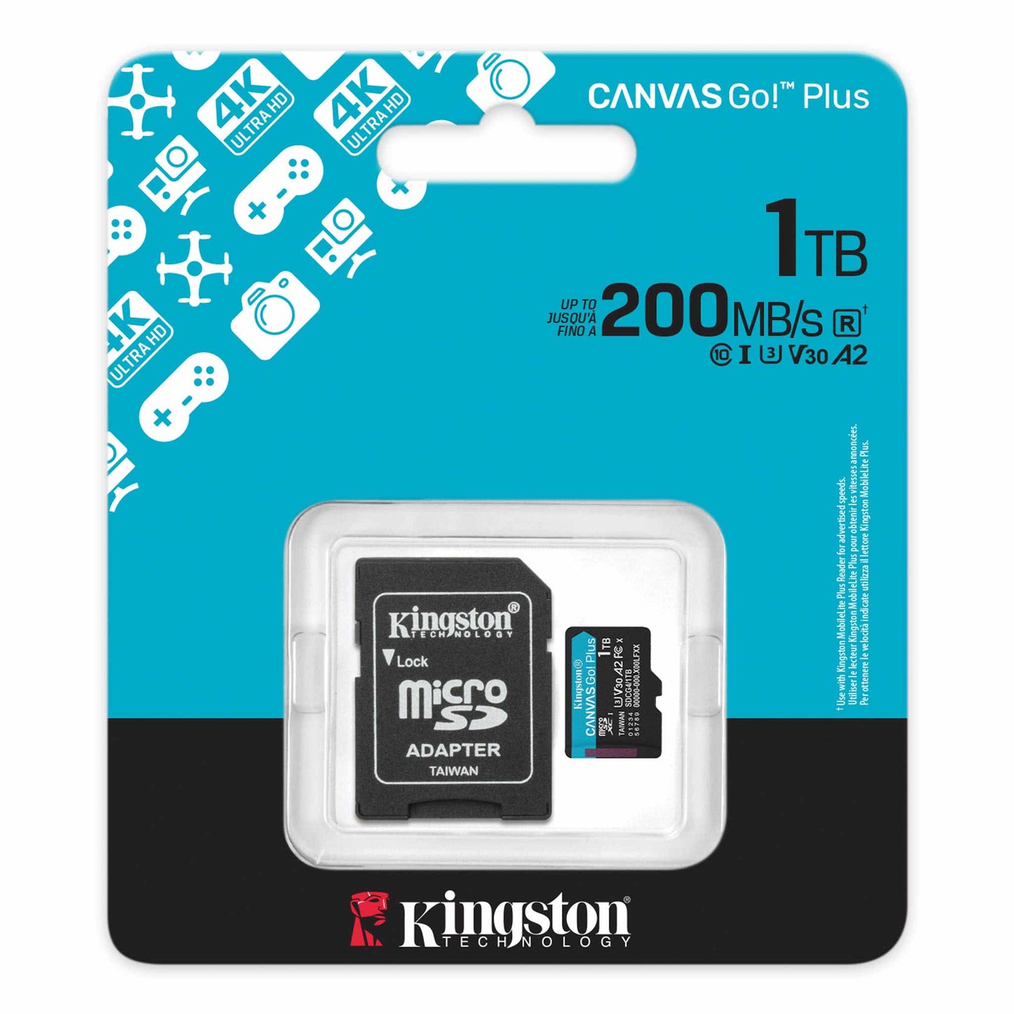 Kingston Canvas Go Plus microSDXC Memory Card Android A2, 1TB, Class 10 / UHS-1 U3, With Adapter ‎SDCG4/1TB