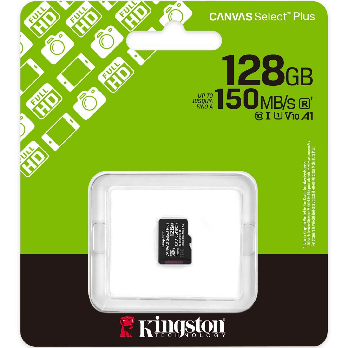 Kingston Canvas Select Plus Android A1 microSDXC Speicherkarte, 128Gb, Klasse 10 / UHS-1 U1 SDCS3/128GBSP