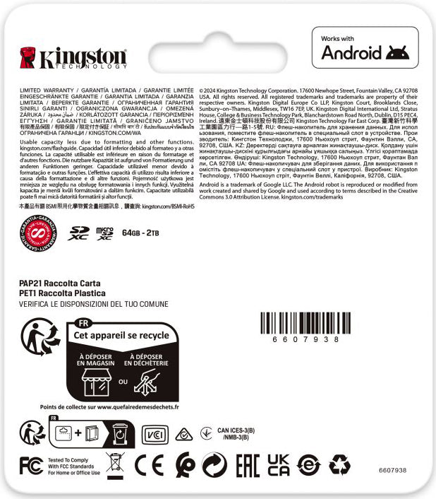 Scheda di Memoria microSDXC Kingston Canvas Go Plus Android A2, 128Gb, Classe 10 / UHS-1 U3, Con Adattatore SDCG4/128GB