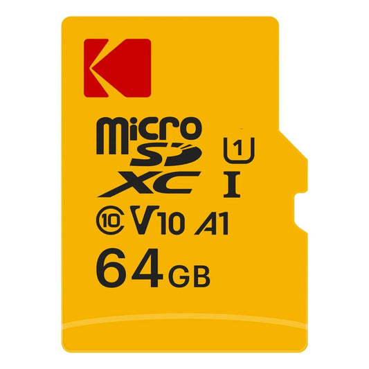 Scheda di Memoria microSDXC Kodak, 64Gb, Classe 10 / UHS-1 U1, Con Adattatore EKMSDM64GXC10K
