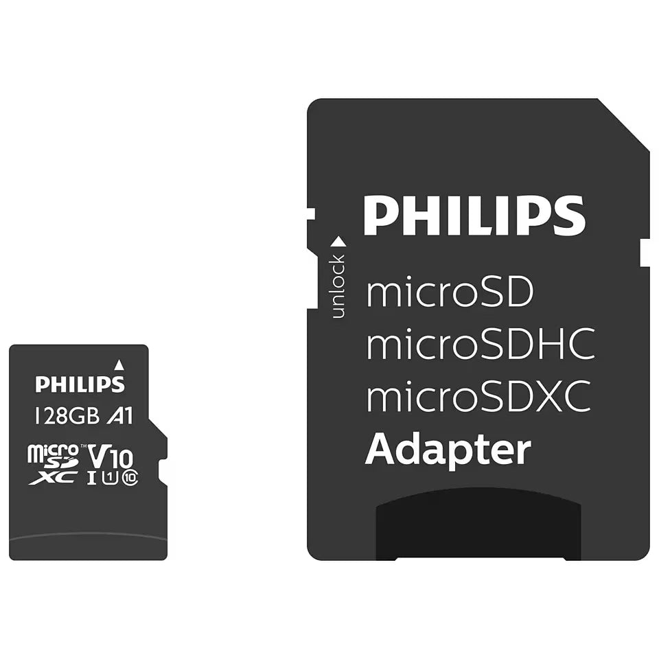 Scheda di Memoria microSDXC Philips, 128Gb, Classe 10 / UHS-1 U1, Con Adattatore FM12MP45B/10