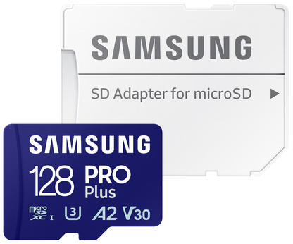 Carte mémoire microSDXC Samsung PRO Plus, 128Gb, Classe 10 / UHS-1 U3, avec adaptateur MB-MD128SA/EU