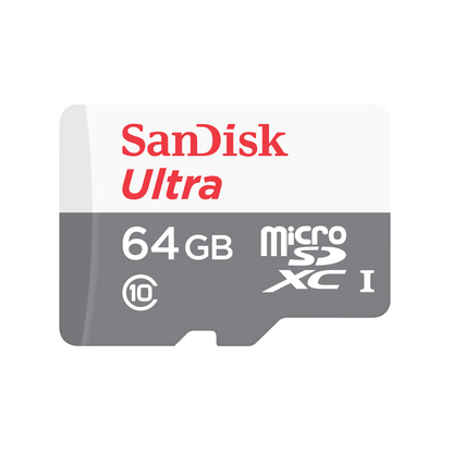 Carte mémoire microSDXC SanDisk Ultra, 64Gb, Classe 10, Avec Adaptateur SDSQUNR-064G-GN6TA