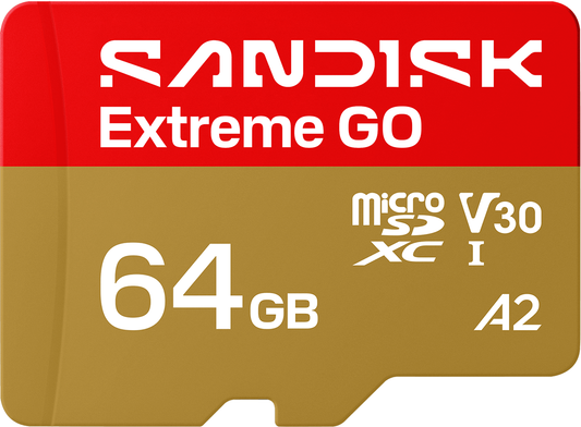 Carte mémoire microSDXC SanDisk Extreme GO Android A2, 64Go, Classe 10 / UHS-1 U1 SDSQXGN-064G-GN6MN