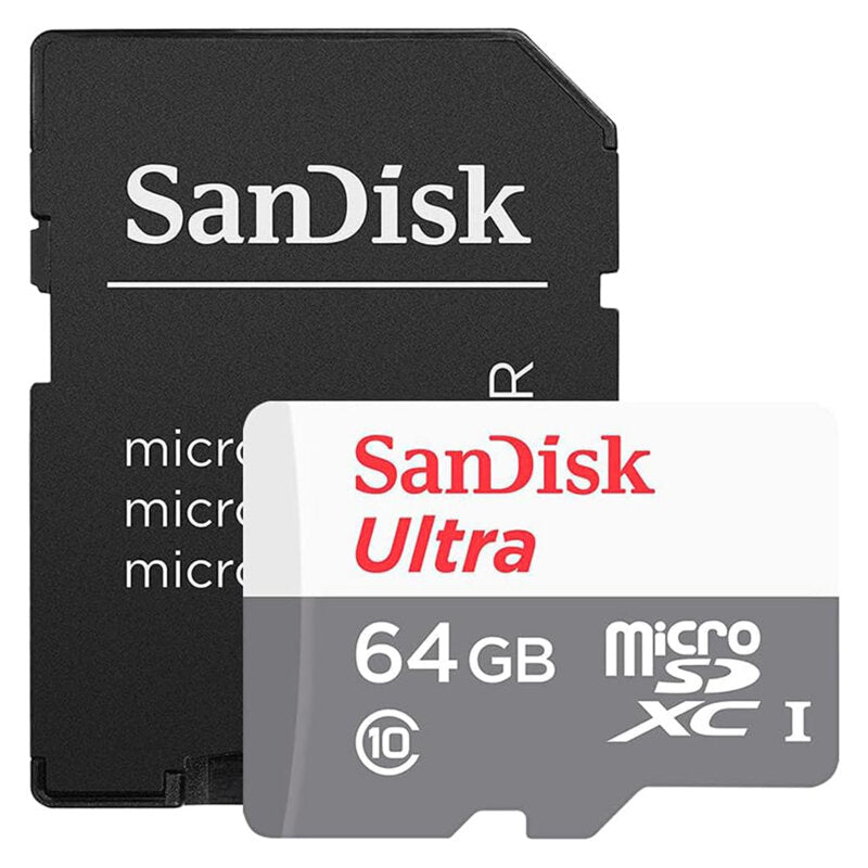 Carte mémoire microSDXC SanDisk Ultra, 64Gb, Classe 10, Avec Adaptateur SDSQUNR-064G-GN6TA