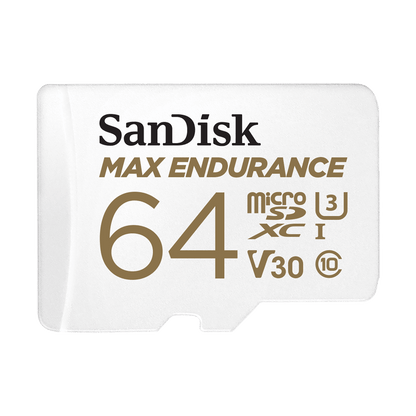 Scheda di Memoria microSDXC SanDisk MAX Endurance, 64Gb, Classe 10 / UHS-1 U3, Con Adattatore SDSQQVR-064G-GN6IA