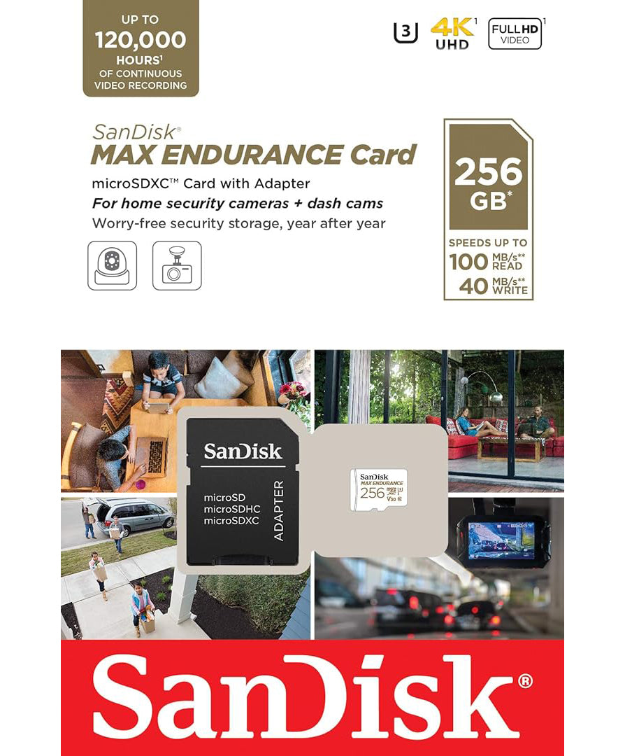 Speicherkarte microSDXC SanDisk MAX Endurance, 256Gb, Klasse 10 / UHS-1 U3, mit Adapter SDSQQVR-256G-GN6IA