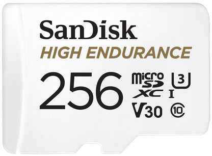 Scheda di Memoria microSDXC SanDisk High Endurance, 256Gb, Classe 10 / UHS-1 U3, Con Adattatore SDSQQNR-256G-GN6IA