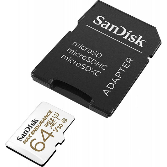 Carte mémoire microSDXC SanDisk MAX Endurance, 64Gb, Classe 10 / UHS-1 U3, Avec Adaptateur SDSQQVR-064G-GN6IA