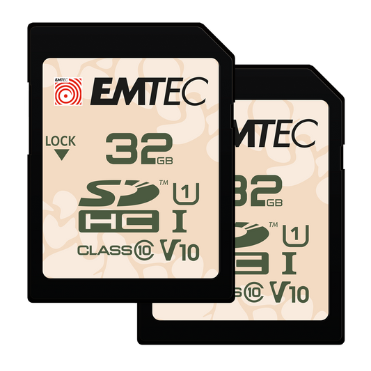 Emtec Rugged Outdoor SDHC Memory Card, 32Gb, Class 10 / UHS-1 U1, Set of 2 pieces ECMSD32GHCU1ORP2