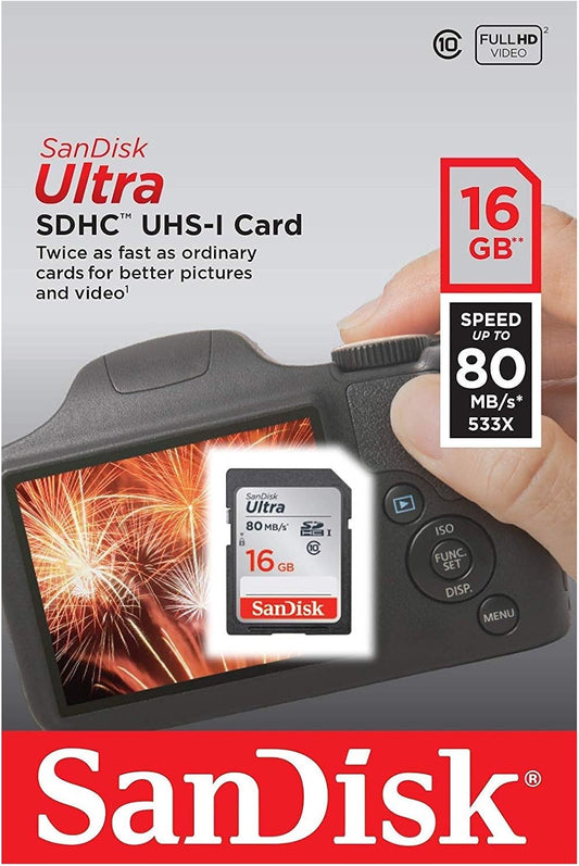 Scheda di memoria SDHC SanDisk Ultra, 16Gb, Classe 10 SDSDUNC-016G-GN6IN