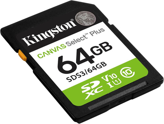 Carte mémoire SDXC Kingston Canvas Select Plus, 64Gb, Classe 10 / UHS-1 U1 SDS3/64GB