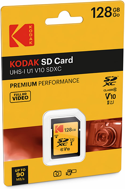 Scheda di memoria SDXC Kodak Premium Performance, 128Gb, Classe 10 / UHS-1 U1 EKMSD128GXC10K