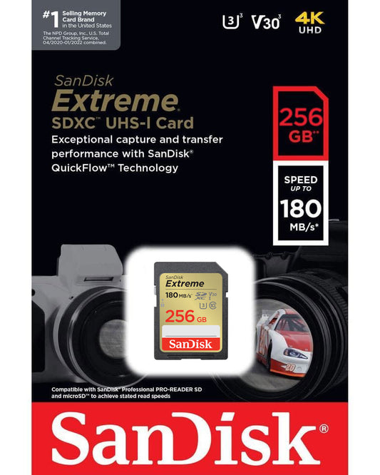 Carte Mémoire SDXC SanDisk Extreme, 256Go, Classe 10 / UHS-1 U3 SDSDXVV-256G-GNCIN