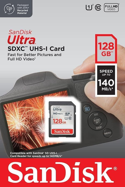Carte Mémoire SDXC SanDisk Ultra, 128Go, Classe 10 / UHS-1 U1 SDSDUNB-128G-GN6IN