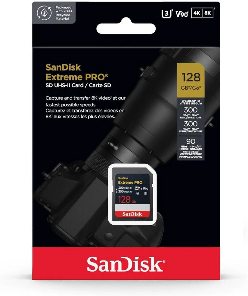 SDXC Speicherkarte SanDisk Extreme Pro, 128GB, Klasse 10 / UHS-2 U3 SDSDXDM-128G-GN4IN