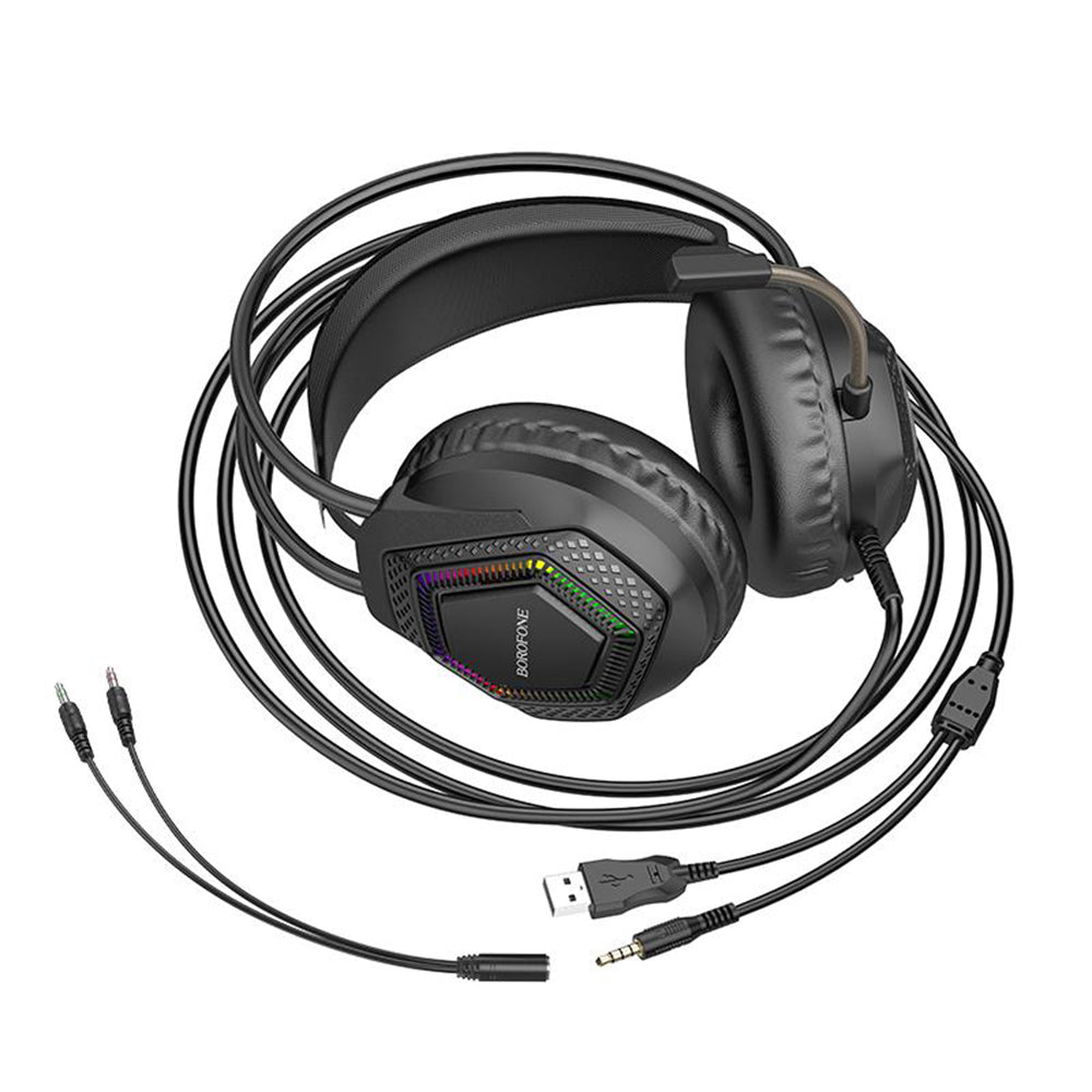 Casque Gaming 3,5 mm Borofone BO105 Thunder, RGB, 2m, Noir