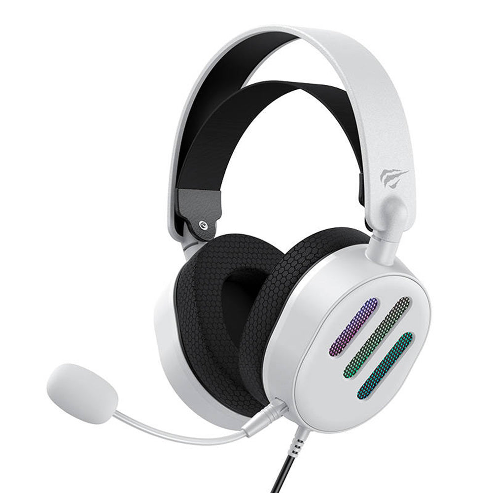 Cuffie Gaming 3.5mm HAVIT H2038U, RGB, 2.1m, Bianche