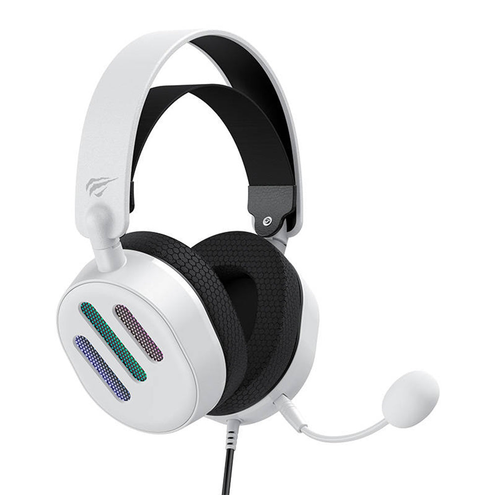 Cuffie Gaming 3.5mm HAVIT H2038U, RGB, 2.1m, Bianche