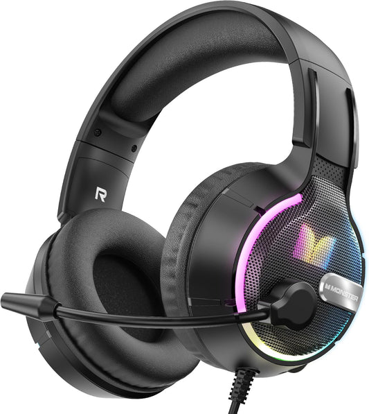 Gaming-Kopfhörer 3,5 mm Monster Mission 320, RGB, 1,9 m, Schwarz