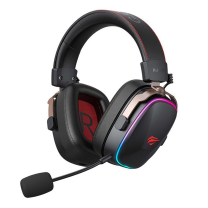 Cuffie Gaming Wireless HAVIT H2039BG, RGB, BT / Wi-Fi / Cablate, Nere Ocra