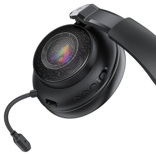 Acefast H15 Wireless Gaming-Kopfhörer, RGB, BT / Wi-Fi / Kabelgebunden, Schwarz