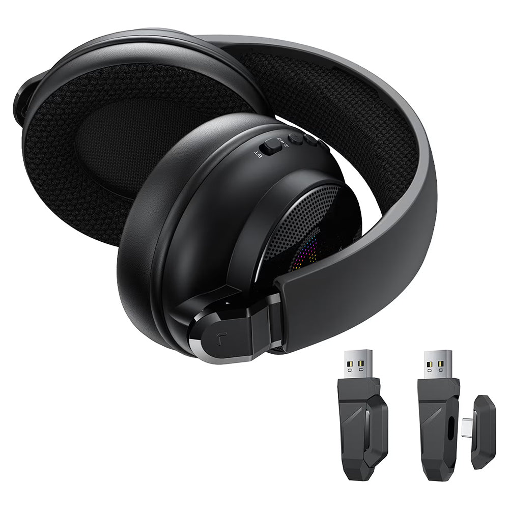 Cuffie Gaming Wireless Acefast H15, RGB, BT / Wi-FI / Cablate, Nere