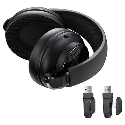 Cuffie Gaming Wireless Acefast H15, RGB, BT / Wi-FI / Cablate, Nere