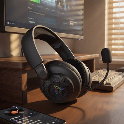 Cuffie Gaming Wireless Acefast H15, RGB, BT / Wi-FI / Cablate, Nere