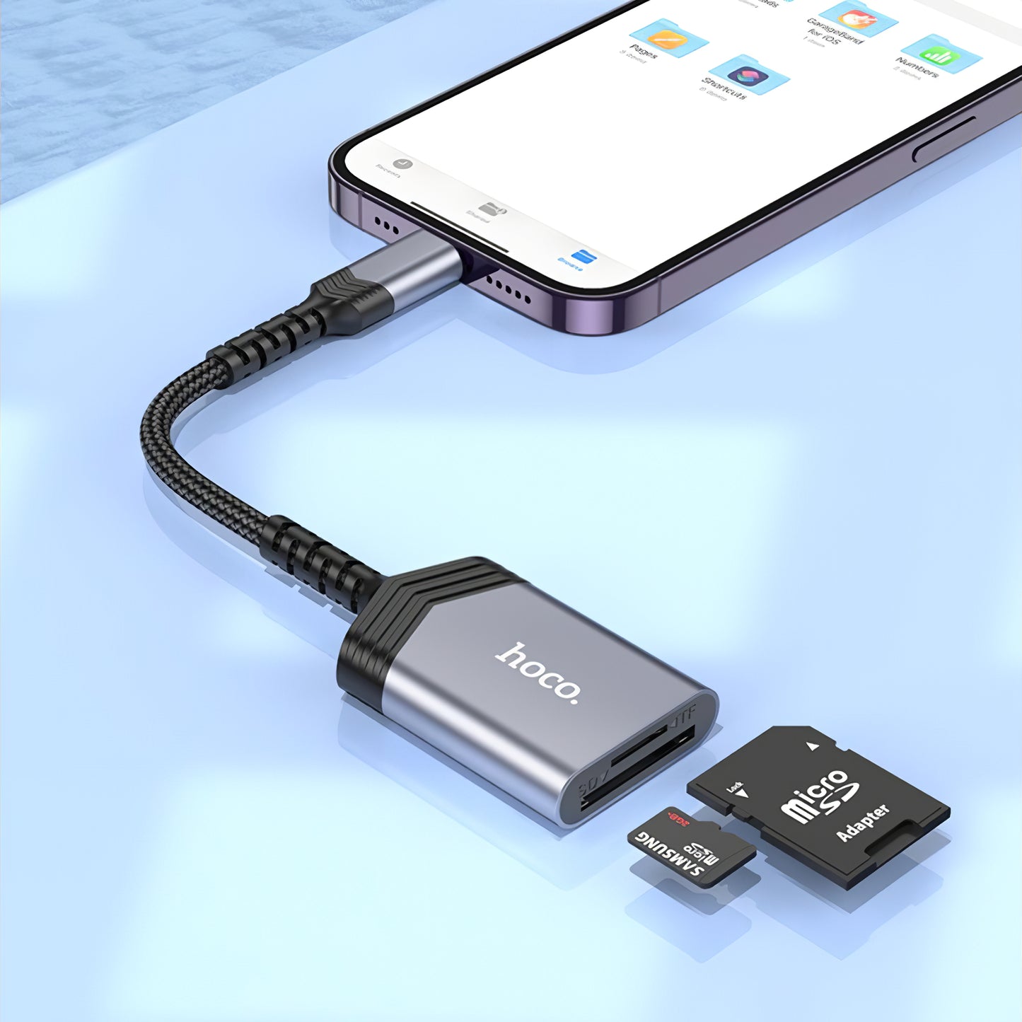 Lightning Card Reader HOCO UA25, SD - microSD, Grau