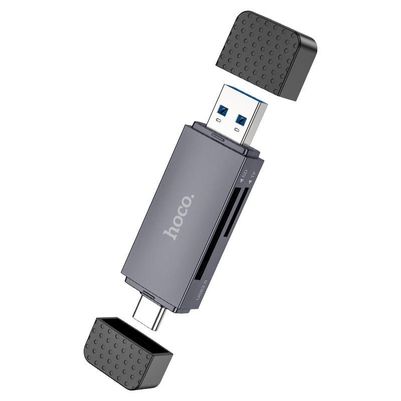 Lecteur de carte USB 3.0 / USB-C HOCO HB45, SD - microSD, Gris