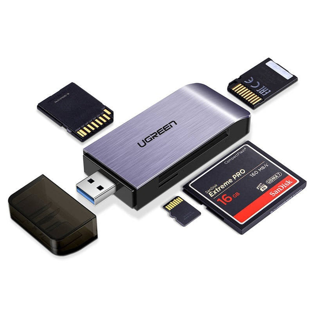 Lettore di schede USB 3.0 UGREEN CM180, SD - microSD - CF - MS, Grigio