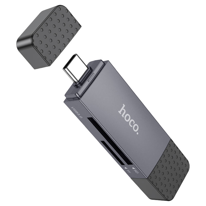 Lecteur de carte USB 3.0 / USB-C HOCO HB45, SD - microSD, Gris