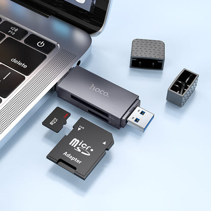 Lecteur de carte USB 3.0 / USB-C HOCO HB45, SD - microSD, Gris