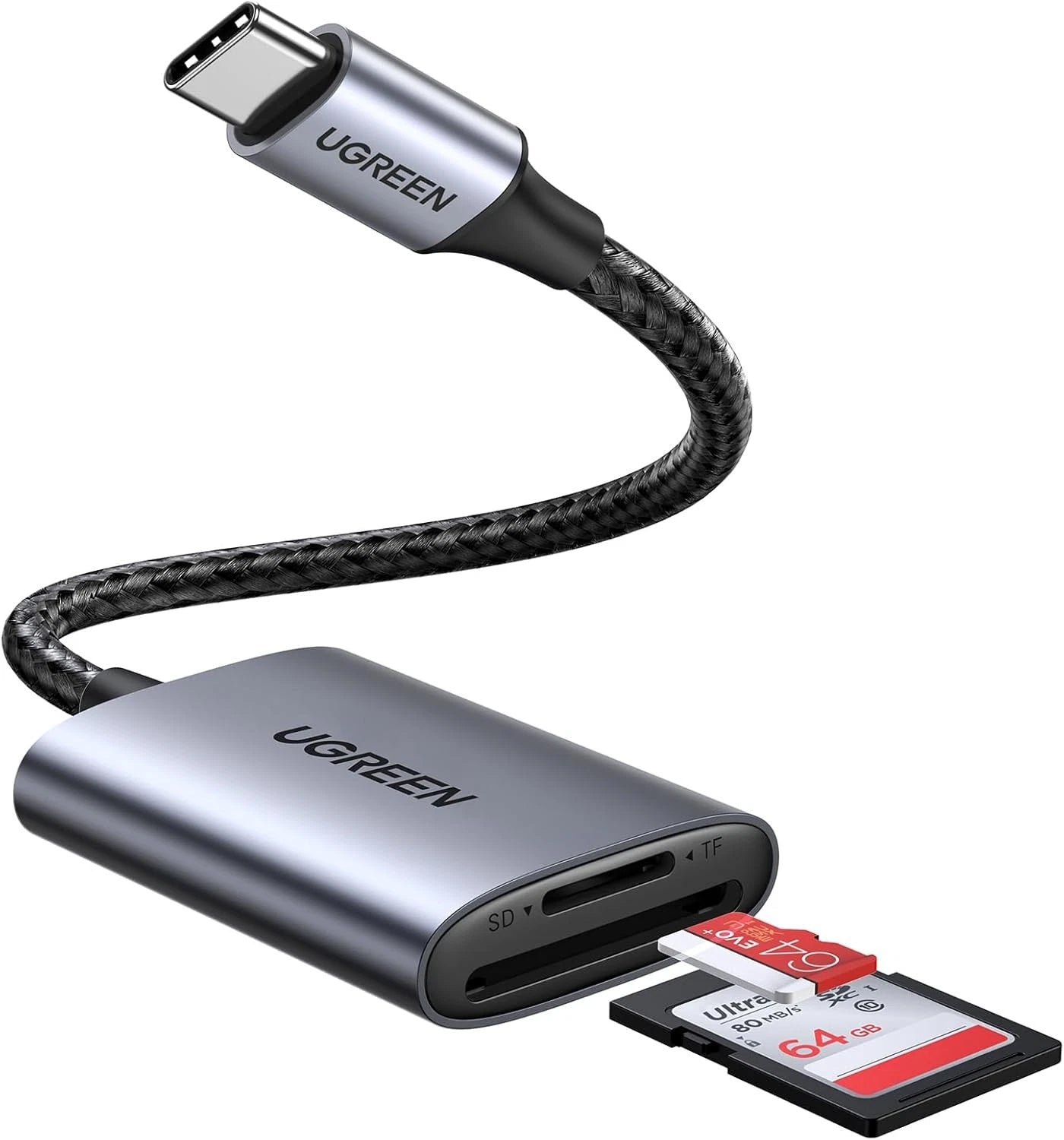 Lecteur de carte USB-C UGREEN CM401, SD - microSD, Gris