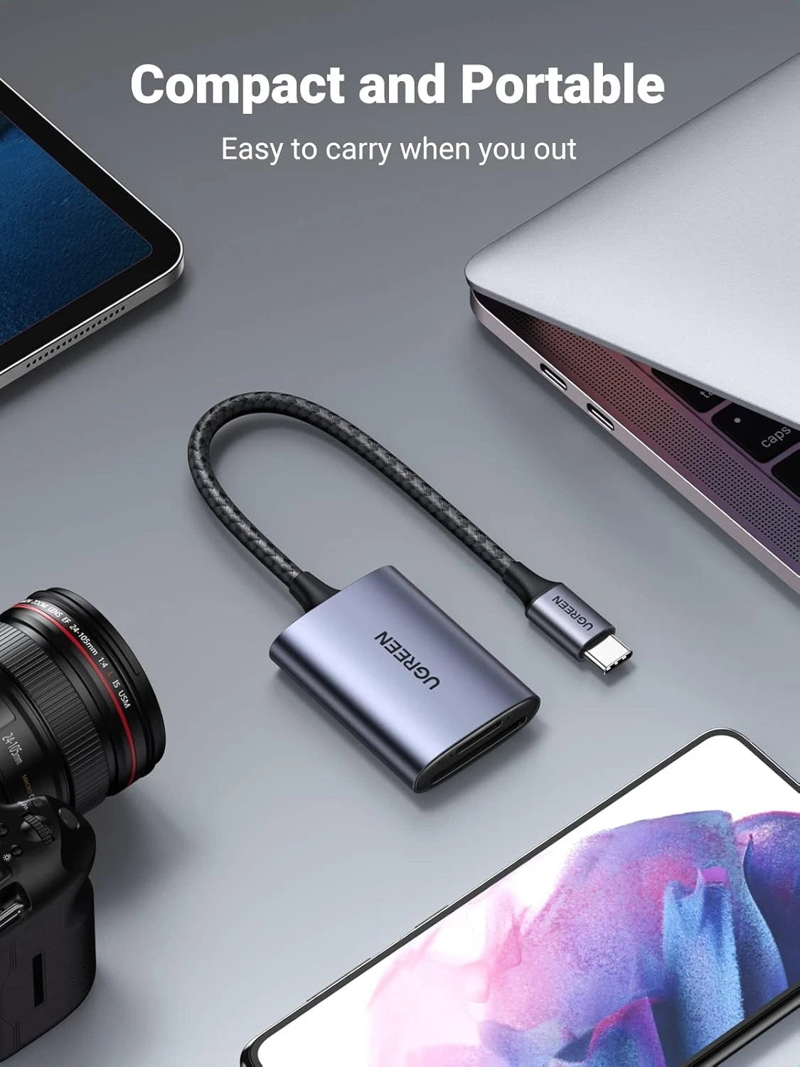 Lecteur de carte USB-C UGREEN CM401, SD - microSD, Gris