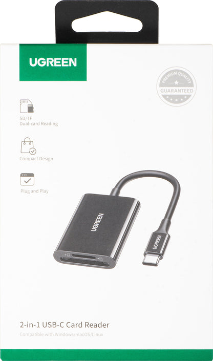 USB-C Kartenleser UGREEN CM265, SD - microSD, Schwarz