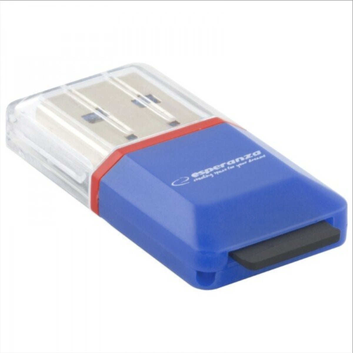Lettore Schede USB Esperanza EA134B, microSD, Blu