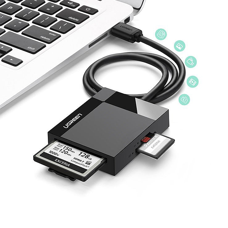 Lettore di schede USB 3.0 UGREEN CR125, SD - microSD - CF - MS, Nero