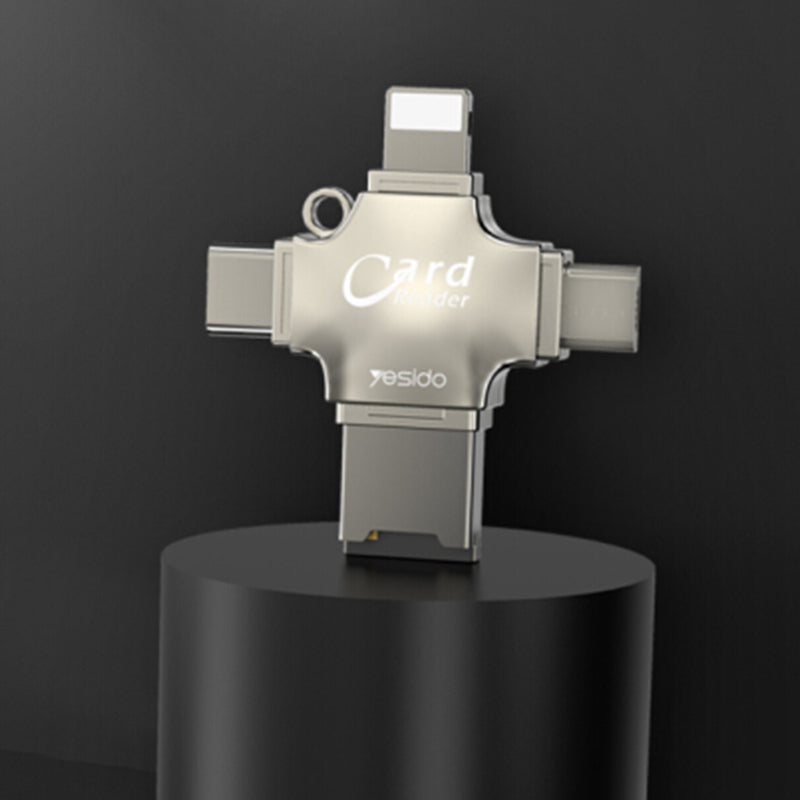 USB / USB-C / Lightning / microUSB Kartenleser Yesido GS13, microSD, Silber
