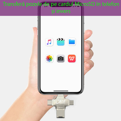 USB / USB-C / Lightning / microUSB Kartenleser Yesido GS13, microSD, Silber
